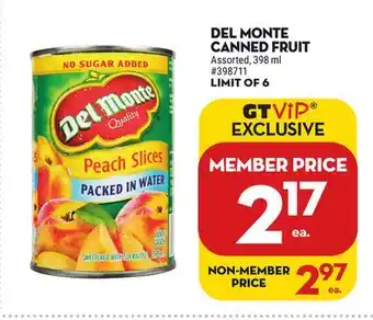 Giant Tiger Del Monte Canned Fruit offer