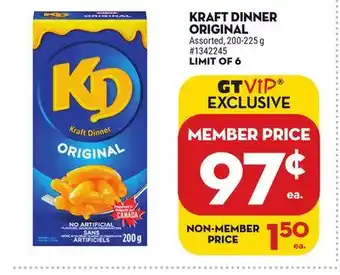 Giant Tiger Kraft Dinner Original offer