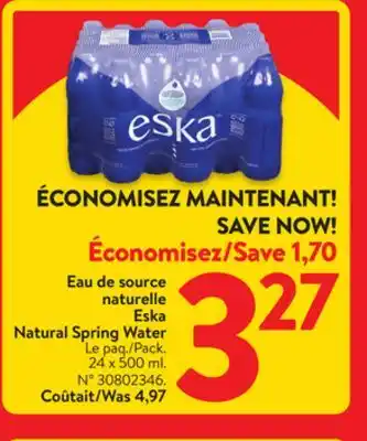 Walmart Eska Natural Spring Water offer