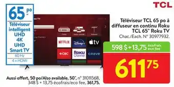 Walmart TCL 65 Roku TV offer