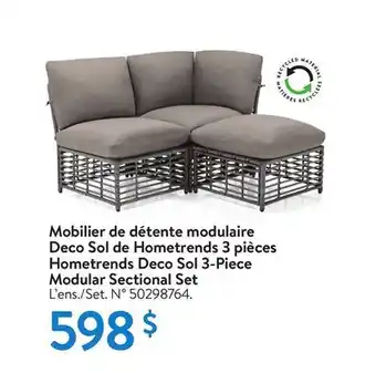 Walmart Hometrends Deco Sol 3-Piece Modular Sectional Set offer