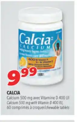 Familiprix CALCIA Calcium 500 mg with Vitamin D 400 IU, 60 chewable tablets offer
