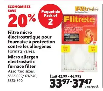 Home Hardware Micro allergen electrostatic furnace filter offer