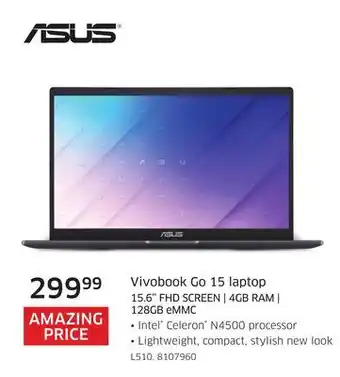 The Source Asus Vivobook Go 15 laptop 15.6 FHD SCREEN | 4GB RAM | 128GB eMMC offer