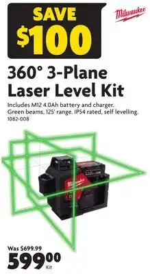 Home Hardware 360° 3-Plane Laser Level Kit offer