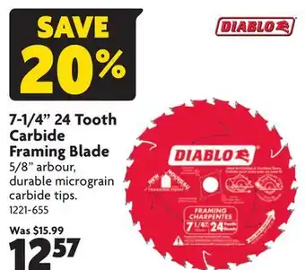 Home Hardware 7-1/4 24 Tooth Carbide Framing Blade offer