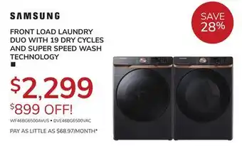 Goemans Appliances SAMSUNG FRONT LOAD LAUNDRY DUO WITH 19 DRY CYCLES AND SUPER SPEED WASH TECHNOLOGY offer