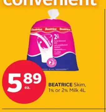 Rexall BEATRICE Skim, 1% or 2% Milk 4L offer