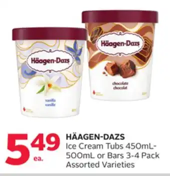 Rexall HÄAGEN-DAZS Ice Cream Tubs 450mL-500mL or Bars 3-4 Pack offer