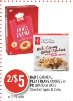 Shoppers Drug Mart DAD'S OATMEAL PEEK FREANS COOKIES or PC GRANOLA BARS offer