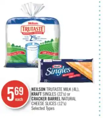 Shoppers Drug Mart NEILSON TRUTASTE MILK (4L), KRAFT SINGLES (22's) or CRACKER BARREL NATURAL CHEESE SLICES (12's) offer