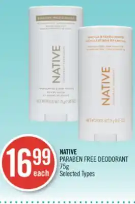 Shoppers Drug Mart NATIVE PARABEN FREE DEODORANT offer
