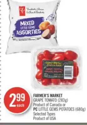 Shoppers Drug Mart FARMER'S MARKET GRAPE TOMATO (283g) Product of Canada or PC LITTLE GEMS POTATOES (680g) offer