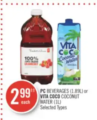 Shoppers Drug Mart PC BEVERAGES (1.89L) or VITA COCO COCONUT WATER (1L) offer