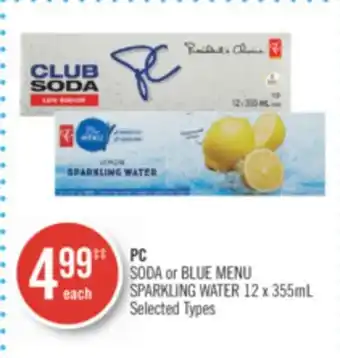 Shoppers Drug Mart PC SODA or BLUE MENU SPARKLING WATER offer