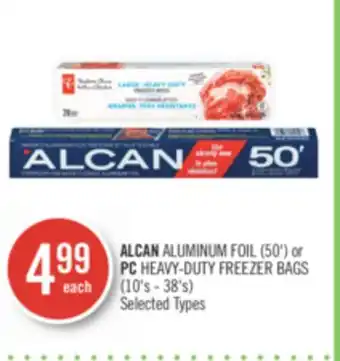 Shoppers Drug Mart ALCAN ALUMINUM FOIL (50') or PC HEAVY-DUTY FREEZER BAGS (10's - 38's) offer