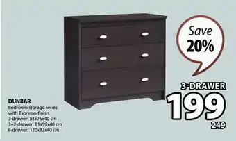 JYSK DUNBAR Bedroom storage series with Espresso finish offer
