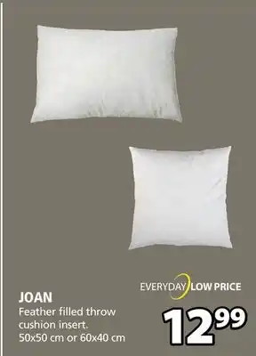 JYSK JOAN Feather filled throw cushion insert offer