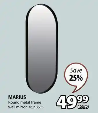 JYSK MARIUS Round metal frame wall mirror offer