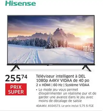 The Source Téléviseur intelligent à DEL 1080p A4KV VIDAA de 40 po Hisense offer