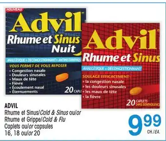 Uniprix ADVIL Rhume et sinus/cold & sinus ou/or rhume et grippe/cold & flu caplets ou/or capsules offer