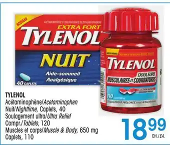 Uniprix TYLENOL Acétaminophène/Acetaminophen Nuit/Nighttime, Caplets, soulagement ultra/ultra Relief compr./Tables, Muscles et corps/ offer