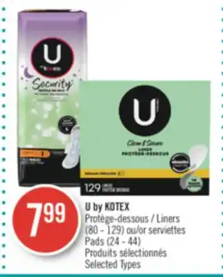 Pharmaprix U by KOTEX Liners (80 - 129) or Pads (24 - 44) offer