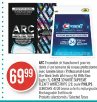 Pharmaprix ARC Professional-Level One Week Teeth Whitening Kit With Blue Light (7), CREST 3DWHITE SUPREME FLEXFIT WHITESTRIPS (21) or PH offer