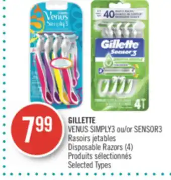 Pharmaprix GILLETTE VENUS SIMPLY3 or SENSOR3 Disposable Razors (4) offer
