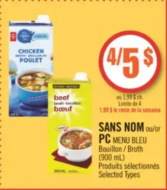 Pharmaprix NO NAME or PC BLUE MENU Broth offer