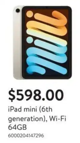 Walmart iPad mini (6th generation), Wi-Fi 64GB offer