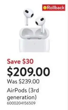 Walmart AirPods (3rd generation) offer