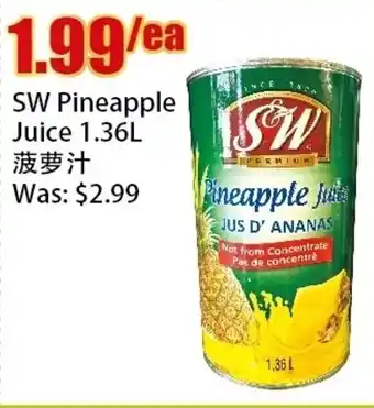Bestco Food Mart SW Pineapple Juice 1.36L offer