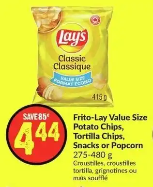 FreshCo Frito-Lay Value Size Potato Chips, Tortilla Chips, Snacks or Popcorn 275-480g offer