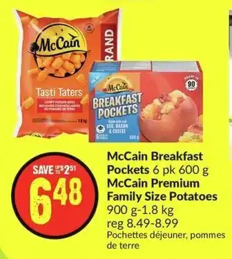 FreshCo McCain Breakfast Pockets 6 pk 600g, McCain Premium Family Size Potatoes 900g-1.8kg offer