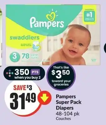 FreshCo Pampers Super Pack Diapers 48-104 pk offer