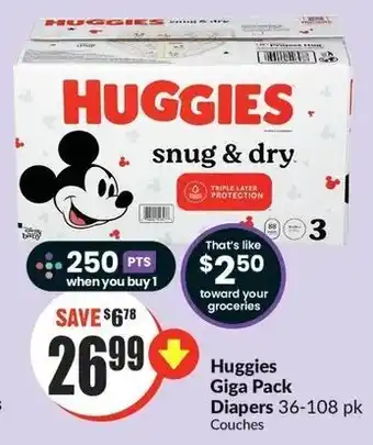 FreshCo Huggies Giga Pack Diapers 36-108 pk offer