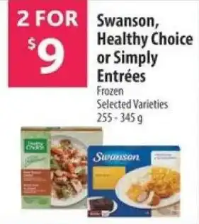 Co-op Swanson, Healthy Choice or Simply Entrées Frozen Selected Varieties 255-345g offer