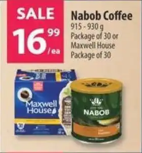 Co-op Nabob Coffee 915-930g Package of 30 or Maxwell House Package of 30 offer