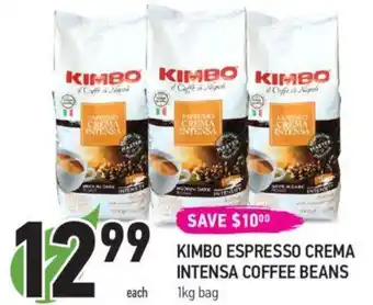Coppa's Fresh Market KIMBO ESPRESSO CREMA INTENSA COFFEE BEANS 1kg bag offer
