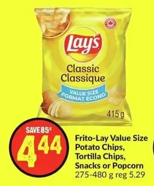 FreshCo Frito-Lay Value Size Potato Chips, Tortilla Chips, Snacks or Popcorn 275-480g offer