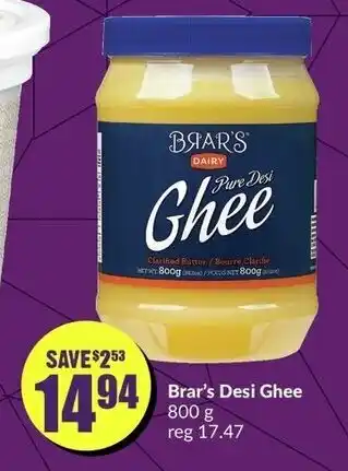 FreshCo Brar's Desi Ghee 800g offer