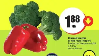 FreshCo Broccoli Crowns or Red Field Peppers offer
