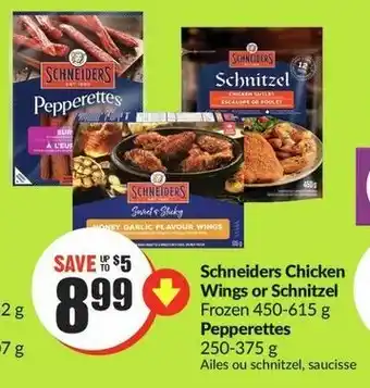 FreshCo Schneiders Chicken Wings or Schnitzel Frozen 450-615g, Pepperettes 250-375g offer