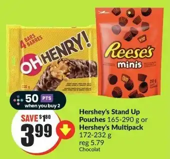 FreshCo Hershey's Stand Up Pouches 165-290g or Hershey's Multipack 172-232g offer