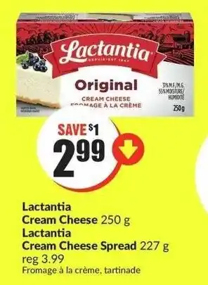 FreshCo Lactantia Cream Cheese 250g, Lactantia Cream Cheese Spread 227g offer