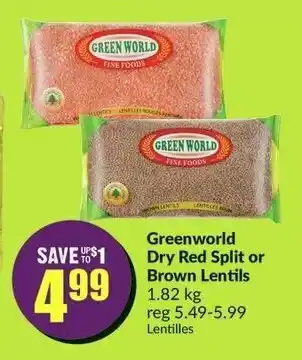 FreshCo Greenworld Dry Red Split or Brown Lentils 1.82kg offer