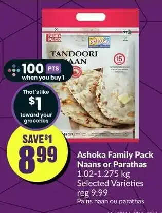 FreshCo Ashoka Family Pack Naans or Parathas 1.02-1.275kg Selected Varieties offer