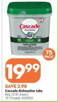 Giant Tiger Cascade dishwasher tabs offer