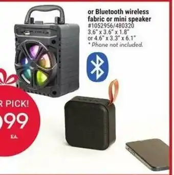 Giant Tiger Bluetooth wireless fabric or mini speaker offer